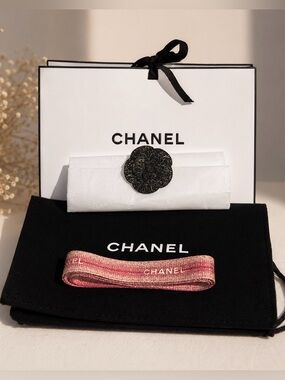 Chanel Bundle Gift Bag Holiday Ribbon Camila Flower and Tissue paper